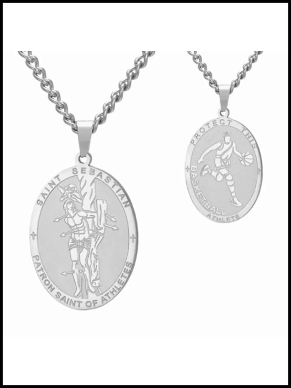 St. Sebastian Medal Necklace Stainless Steel Patron Saint of Athletes Catholic